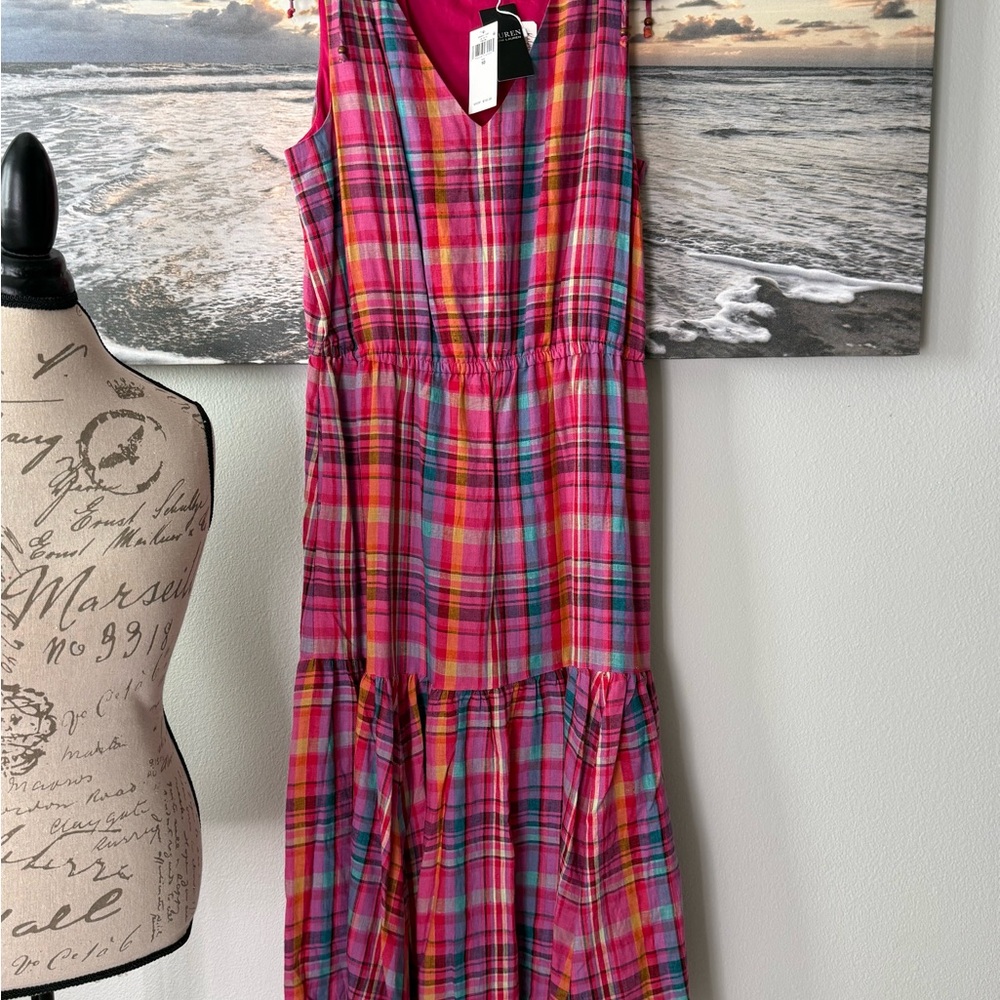 NWT Ralph Lauren Plaid Sleeveless Dress with Stretch Waist